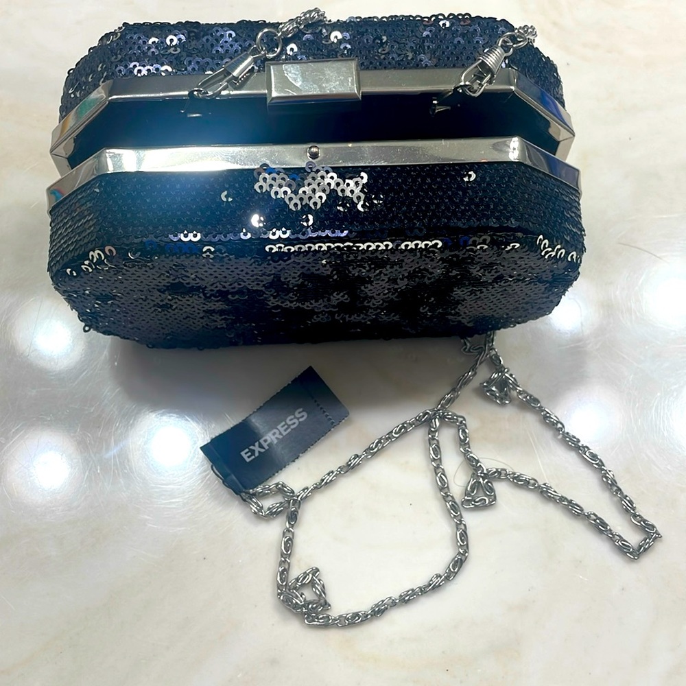 NWT Express Sequined Box Clutch